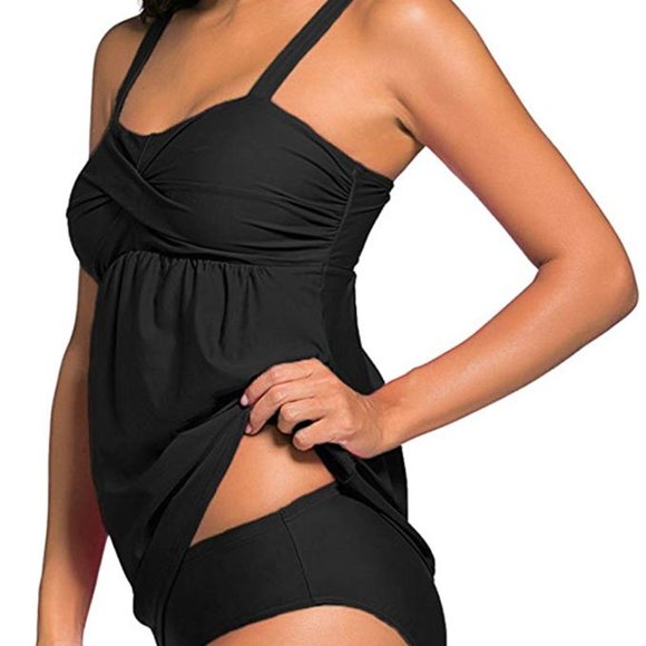 Women's 2pcs Swing Tankini Top Swimsuit Swimdress - Picture 2 of 7